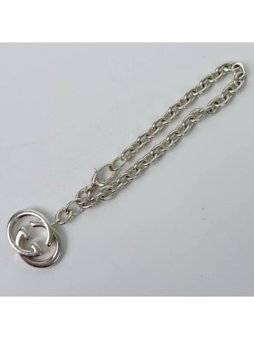 Gucci Interlocking Charm Chain Bracelet 925 Sterling Silver Vintage